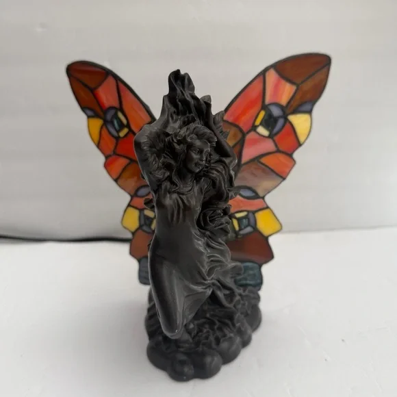 Tiffany Style Stained Glass Fairy Table Butterfly Lamp8”